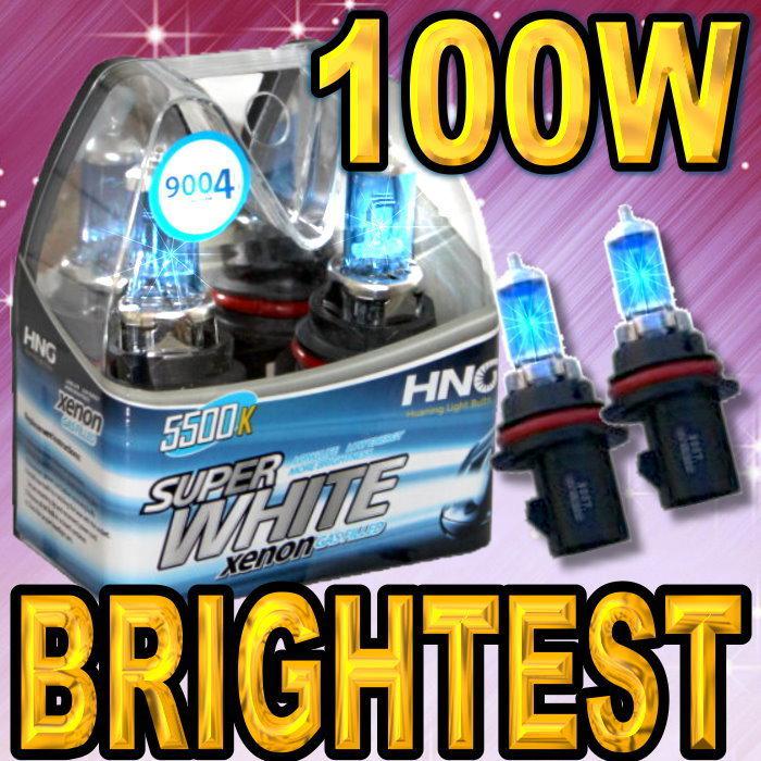 9004 hb1 bright white hi lo beam xenon gas halogen headlight light bulbs 100/80w