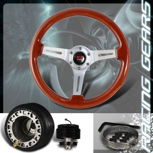 Honda 6 hole 345mm classic wood grain deep dish steering wheel + hub adapter