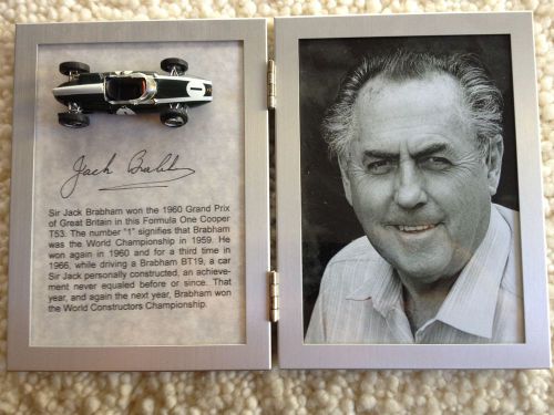 1960 grand prix jack brabham signd picture &amp; formula 1 cooper t53 diecast car