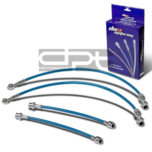 Prelude sn replacement front/rear stainless hose blue pvc coated brake line kit