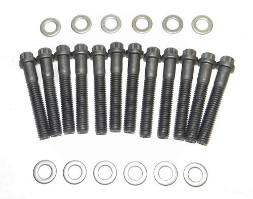 Small block ford black oxide 12 point intake manifold bolts 351w grade 8 new
