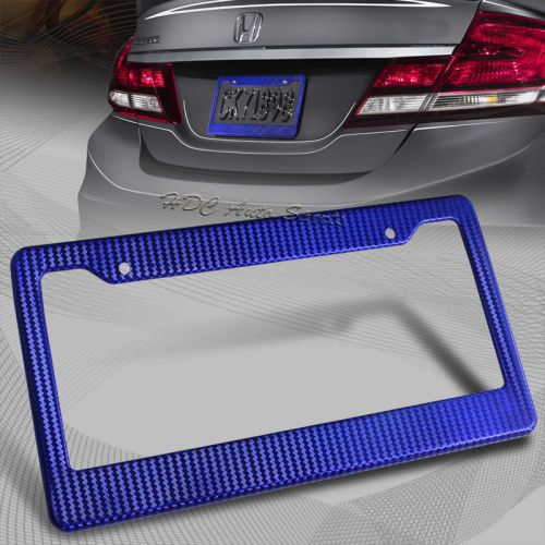 1 x jdm blue carbon look license plate frame cover front &amp; rear universal 1