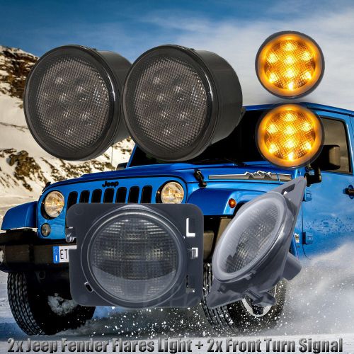 For jeep wrangler 2xled front turn lights &amp; 2x fender parking side markers light