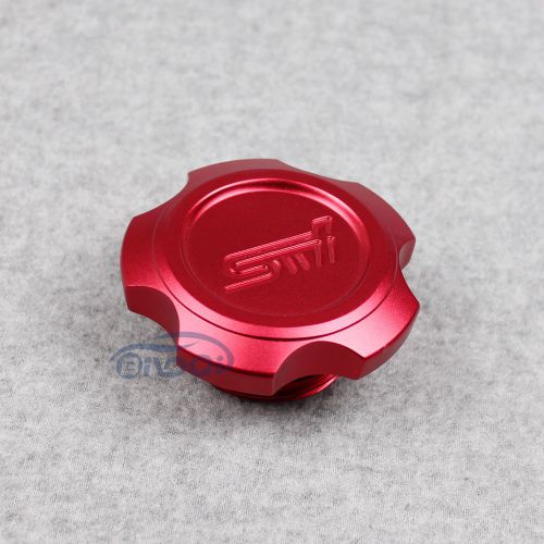 Sti red engine oil fuel filler cap tank cover for subura outback justy wrx