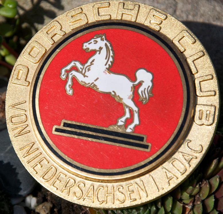 Vintage enamel automobile car badge # adac 35 years porsche club niedersachsen