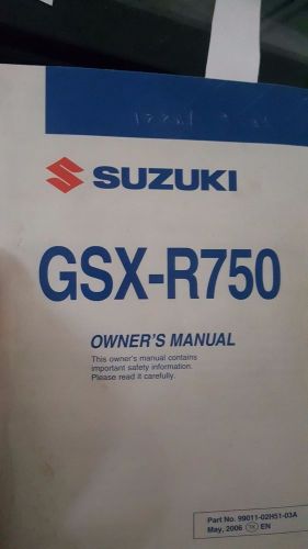 06 07 2006 2007 suzuki gsxr 750 oem owners owner manual book original manuals