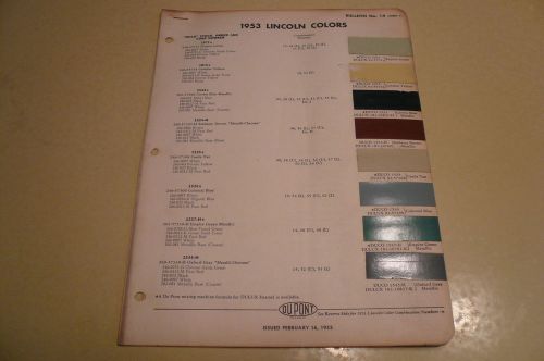 1953 lincoln dupont duco color chip paint sample - vintage
