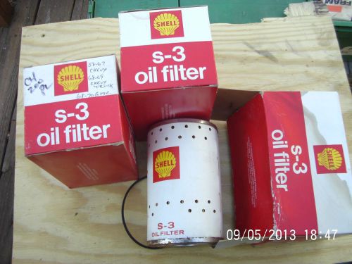 Lot 3 new s-3 shell oil filter cartridges 58-67 chevy 68-69 truck 68-70 gmc v8