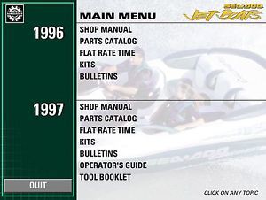 Seadoo 1996 1997 speedster sportster explorer challenger 1800 shop manual on cd
