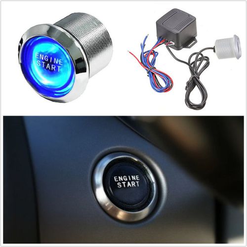 Car suv engine start switch keyless ignition starter blue led light push button