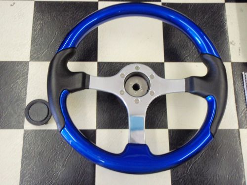 Blue spargi steering wheel with polished spokes