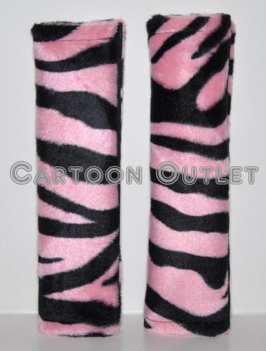 2 zebra lt pink car seat belt covers shoulder pads cushion pads animal print