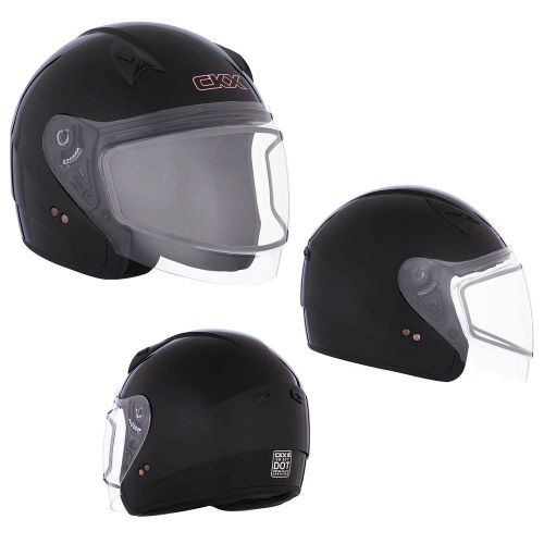 Snowmobile helmet black glossy large open face double lens ckx vg-977