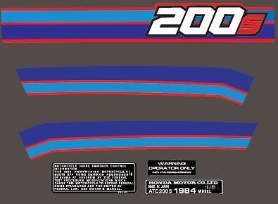 1984 84&#039; atc 200s atv rear fender 6pc vintage graphics decal stickers