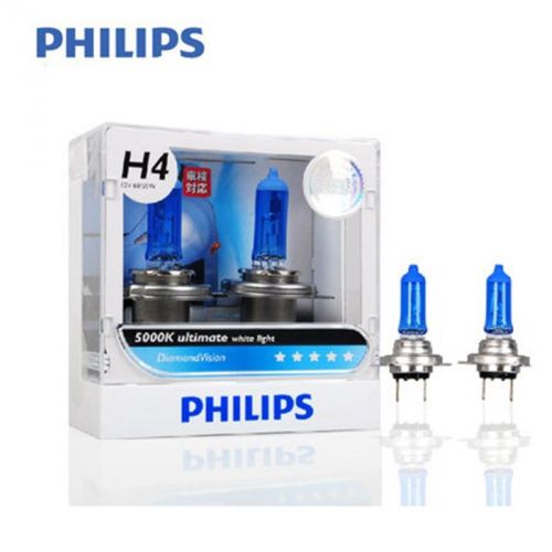 2x philips h4 diamond vision 5000k 55/65w halogen bulb fog beam lamp light xenon