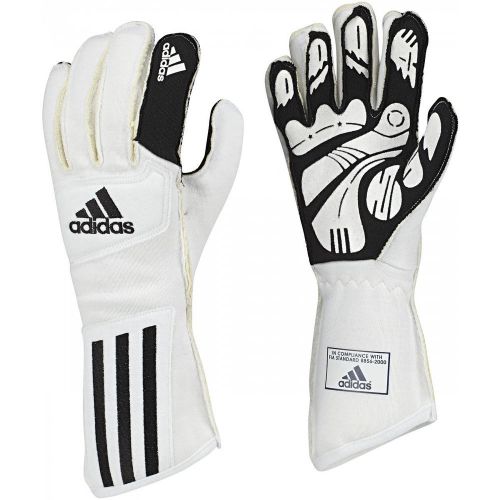 Adidas adistar nomex racing driving gloves - fia certified - white/black - small