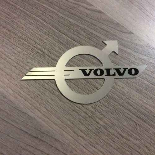 Old logo volvo aluminum car sticker size 3.8&#034;x1.93&#034; (97x49 mm) thickness 0.02&#034;