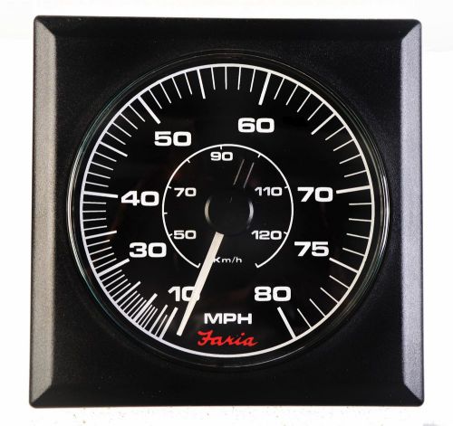 Marine 80 mph speedometer kit complete boat gauge 3 1/2&#034; square faria 43219 usa