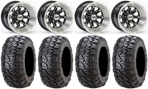 Sti hd4 machined golf wheels 12&#034; 23x10-12 ultracross tires yamaha