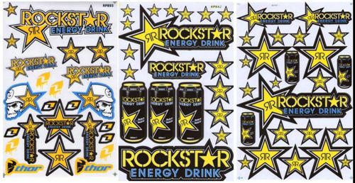 New rockstar energy motocross atv racing stickers/decals 3 sheets. (set7)