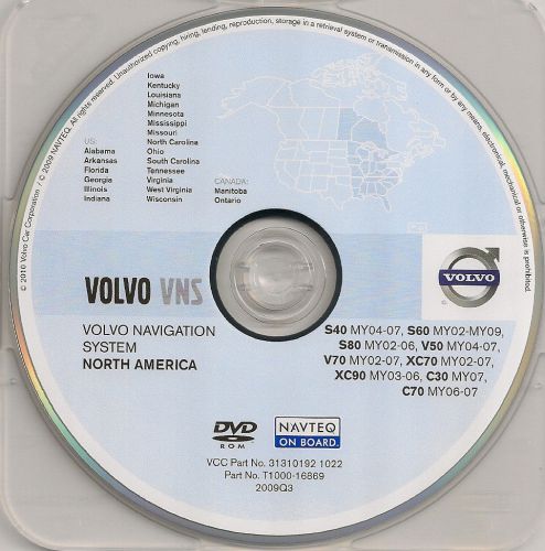 2002 to 2008 2009 volvo s60 navigation dvd map cover midwest &amp; southeast region