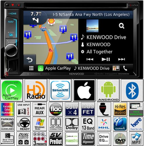 Kenwood excelon double din dvd gps navigation carplay bluetooth garmin usb aux