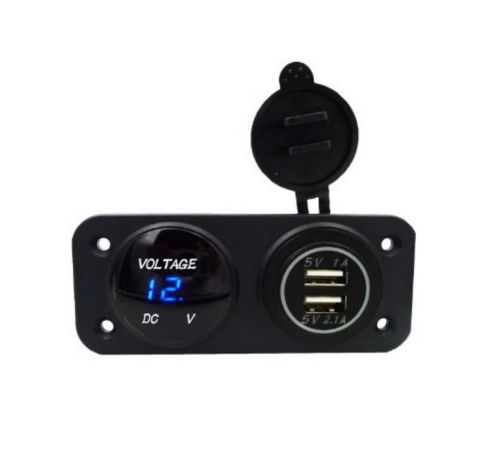 Waterfroof dual usb charger adapter plus led volt meter panel