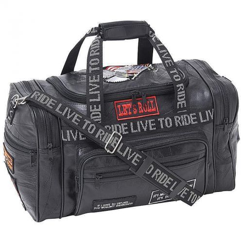 Leather Motorcycle Travel Luggage Duffle Tote Bag with Patches Live To Ride, US $49.95, image 1