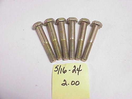6 fine thread bolts, steel, zinc plated, hex head, 5/16-24 x 2.00&#034;-1.00&#034; thread