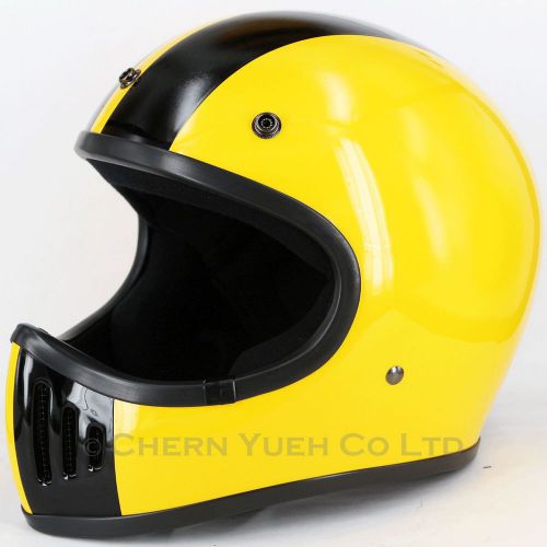 Motorcycle off-road motocross helmet full face yellow/black dot x-large bobber