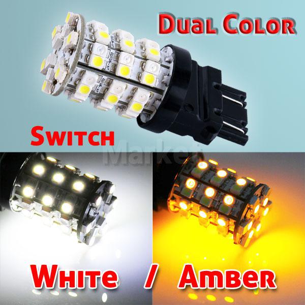 3157 switch back 60 smd white / amber turn signal tail brake led light bulb