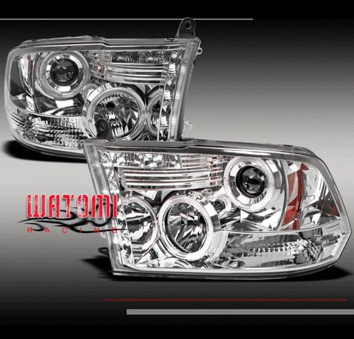 09-12 dodge ram pickup truck drl led halo projector headlights chrome left+right