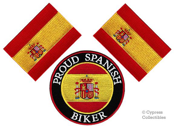 Lot of 3 proud spanish biker iron-on patch spain flag embroidered espaÑa