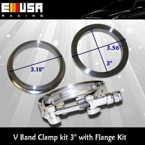 3" v band clamp kit one clamp two flanges universal exhaust intercooler turbo