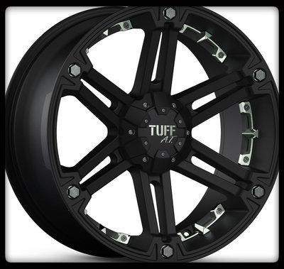 15" x 8" tuff t01 black rims w/ p235-75-15 toyo open country a/t wheel tires