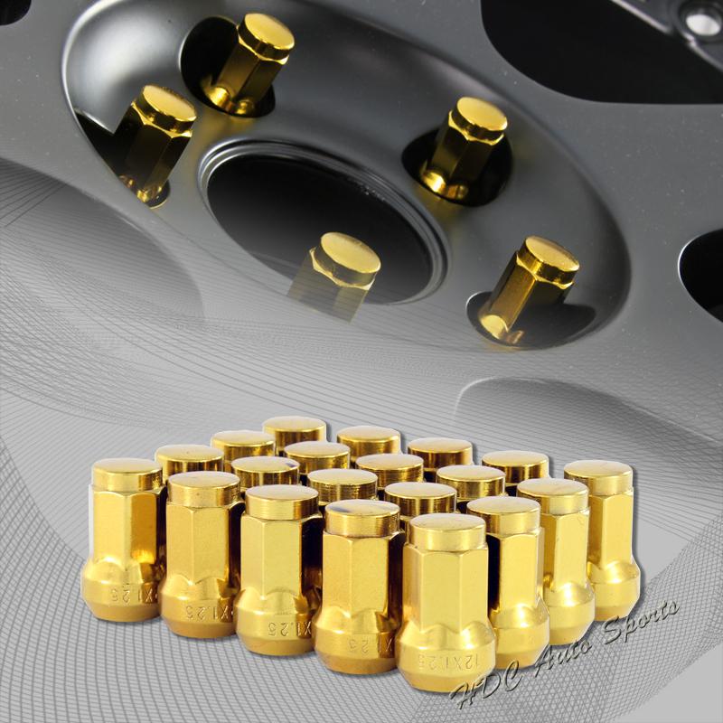 20pcs m12 x 1.25mm thread pitch wheel rims tuner 1.3" long acorn lug nuts - gold
