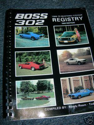 1969 1970 ford mustang cougar boss 302 registry 1992 edition original obsolete