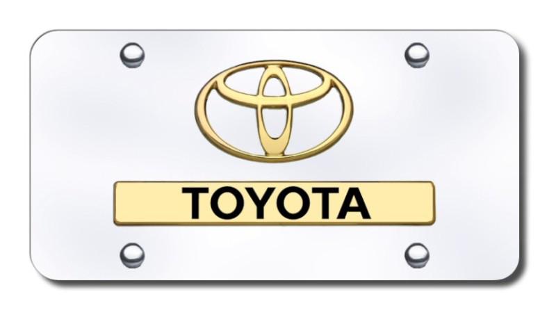 Toyota dual toyota gold on chrome license plate made in usa genuine