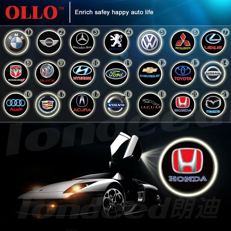 Free ship led one pair car laser projector logo ghost door step light for honda