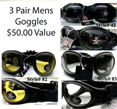Complete set foam lined mens motorcycle goggles biker harley davidson decal xx