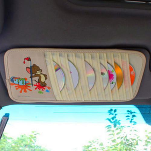 Cartoon car visor cd dvd disk card case holder clipper bag hold 12pcs disks 