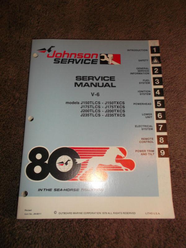 1980 johnson v-6 150 175 200 235 hp outboard motor service repair shop manual
