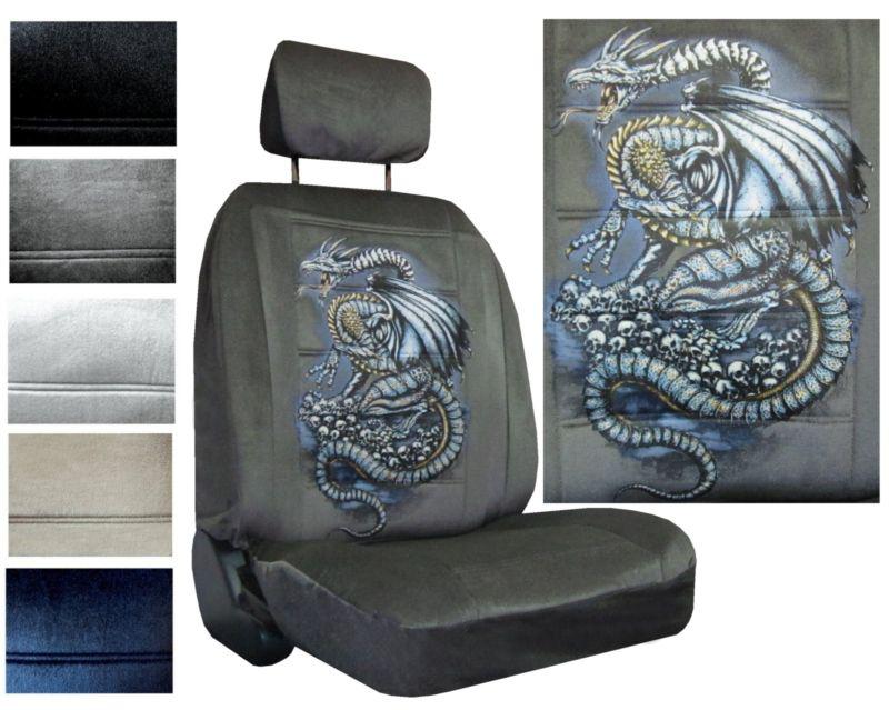 Blue dragon with skulls seat covers car truck suv low back buckets pp #5