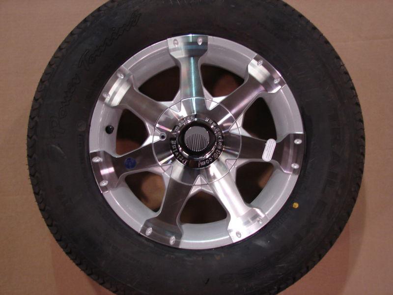 15" 5 lug aluminum trailer wheel with tire hi320 225/75r15 8 ply