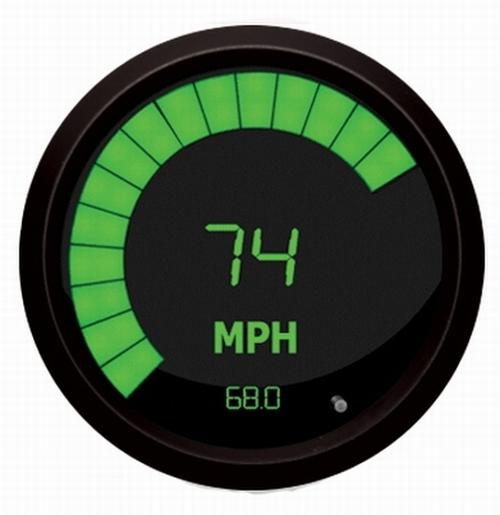 Digital speedometer with led sweep green w/ black bezel intellitronix m9222g usa