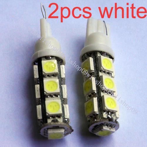 2x 194 168 501 t10 13-smd white 5050 led car light bulb