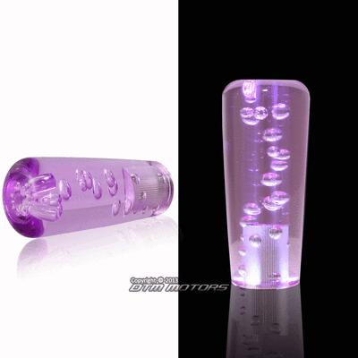 Universal 100mm purple bubble white led illuminated stick shift screw on knob