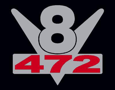 2 chrome 472 v8 emblem decal set ratrod chevy cadillac stickers