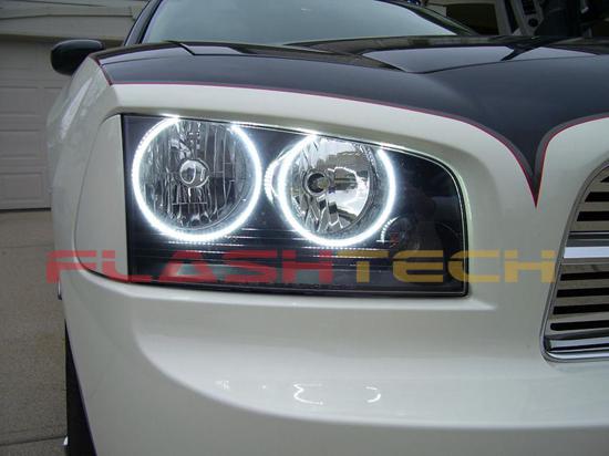 Dodge charger white led halo headlight kit (2005-2010)