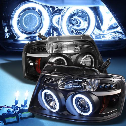 8000k slim xenon hid+black 04-08 ford f150 f-150 ccfl halo projector headlights